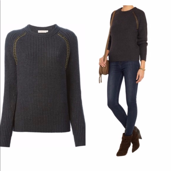 Tory Burch Trudy ChainEmbellished Merino Sweater